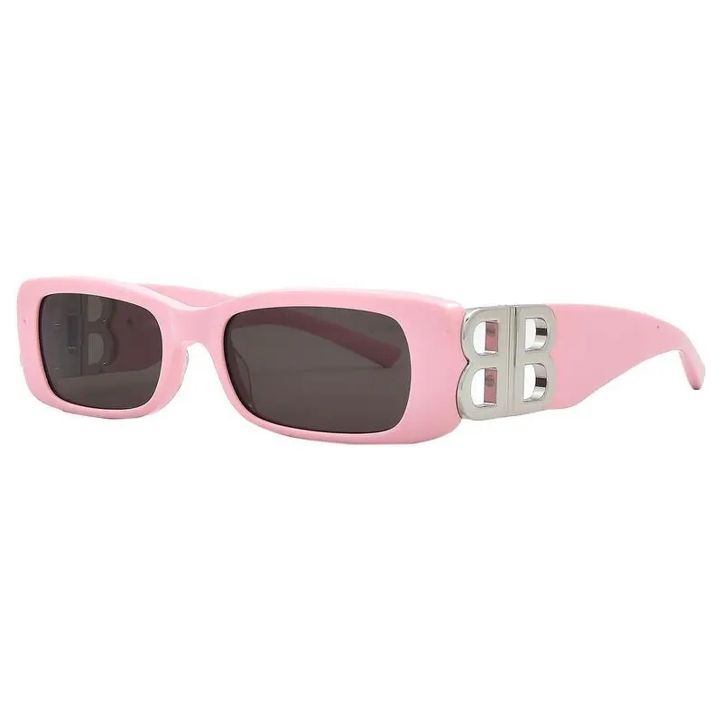 Balenciaga Ladies Pink Silver Rectangular Grey Lens - BB0096S-012-51