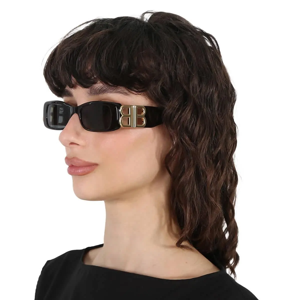 Balenciaga Grey Rectangular Ladies Sunglasses BB0096S 002 51 BB0096S 002 51