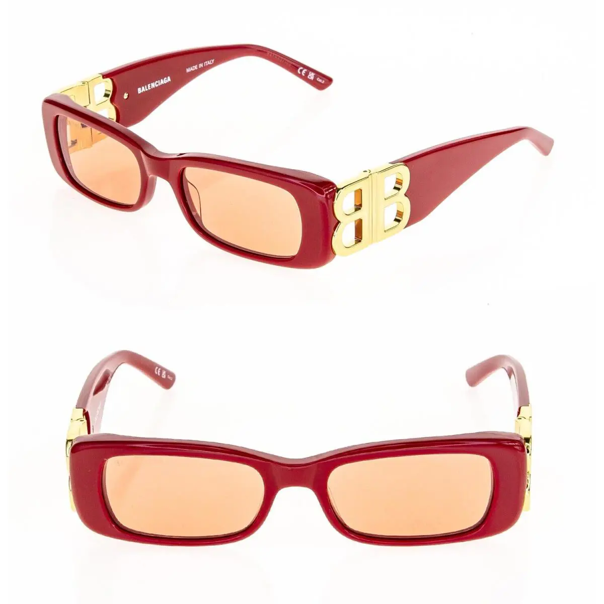 Balenciaga Dynasty 0096 Red 003 Fashion BB Logo Narrow Slim Sunglasses BB0096S