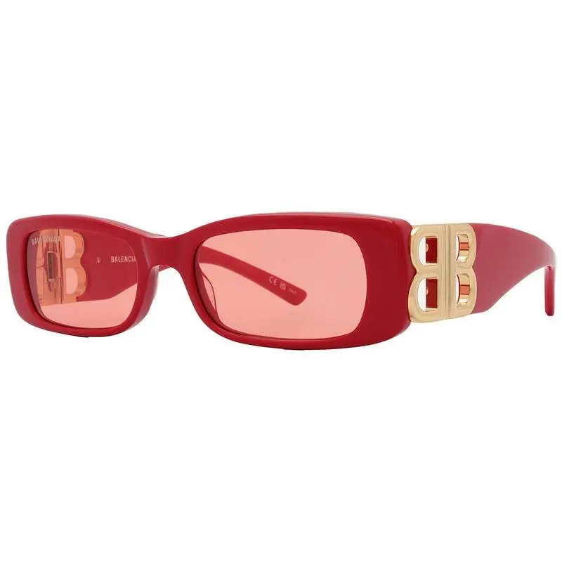 Ladies Red Rectangular Sunglasses - BB0096S-003-51 by Balenciaga