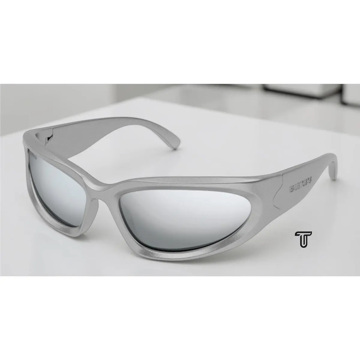 BB0157S 004 Oval Silver Mirrored 65mm Men`s Sunglasses by Balenciaga