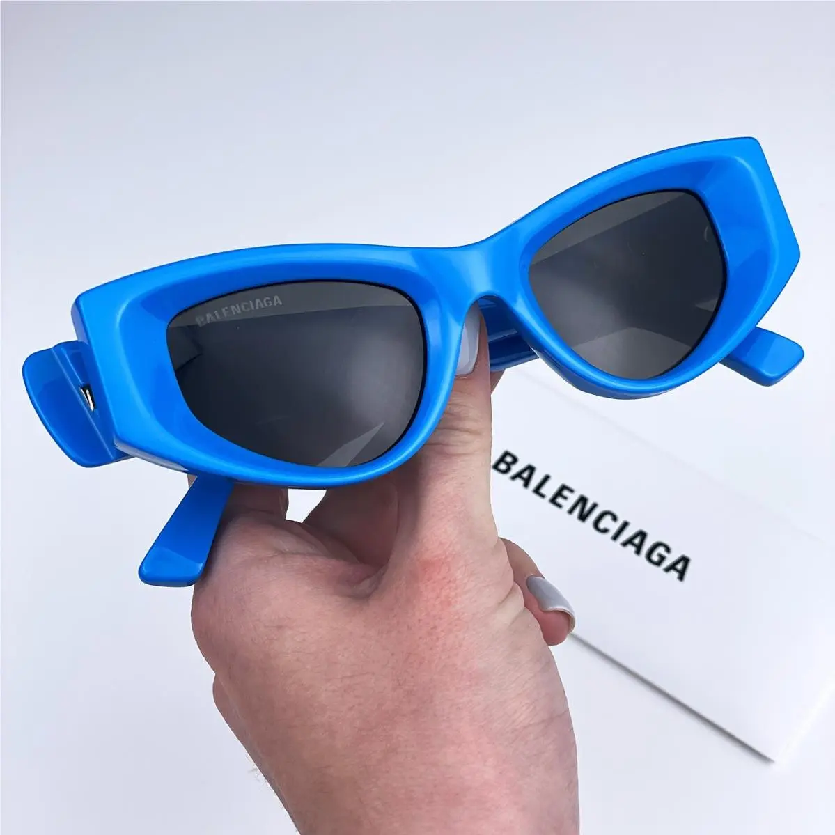 Women Sunglasses Blue Grey Cat Eye BB0243S 004 by Balenciaga