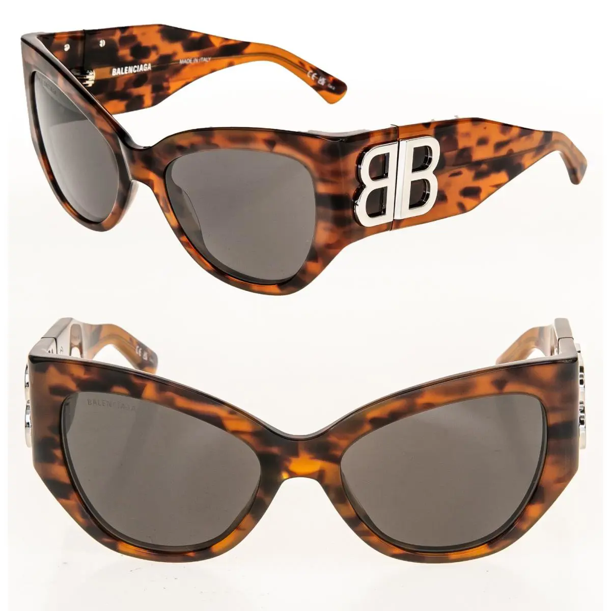 Balenciaga Bossy Cat 0322 Havana Fashion Geometric Unisex Sunglass BB0322S 003