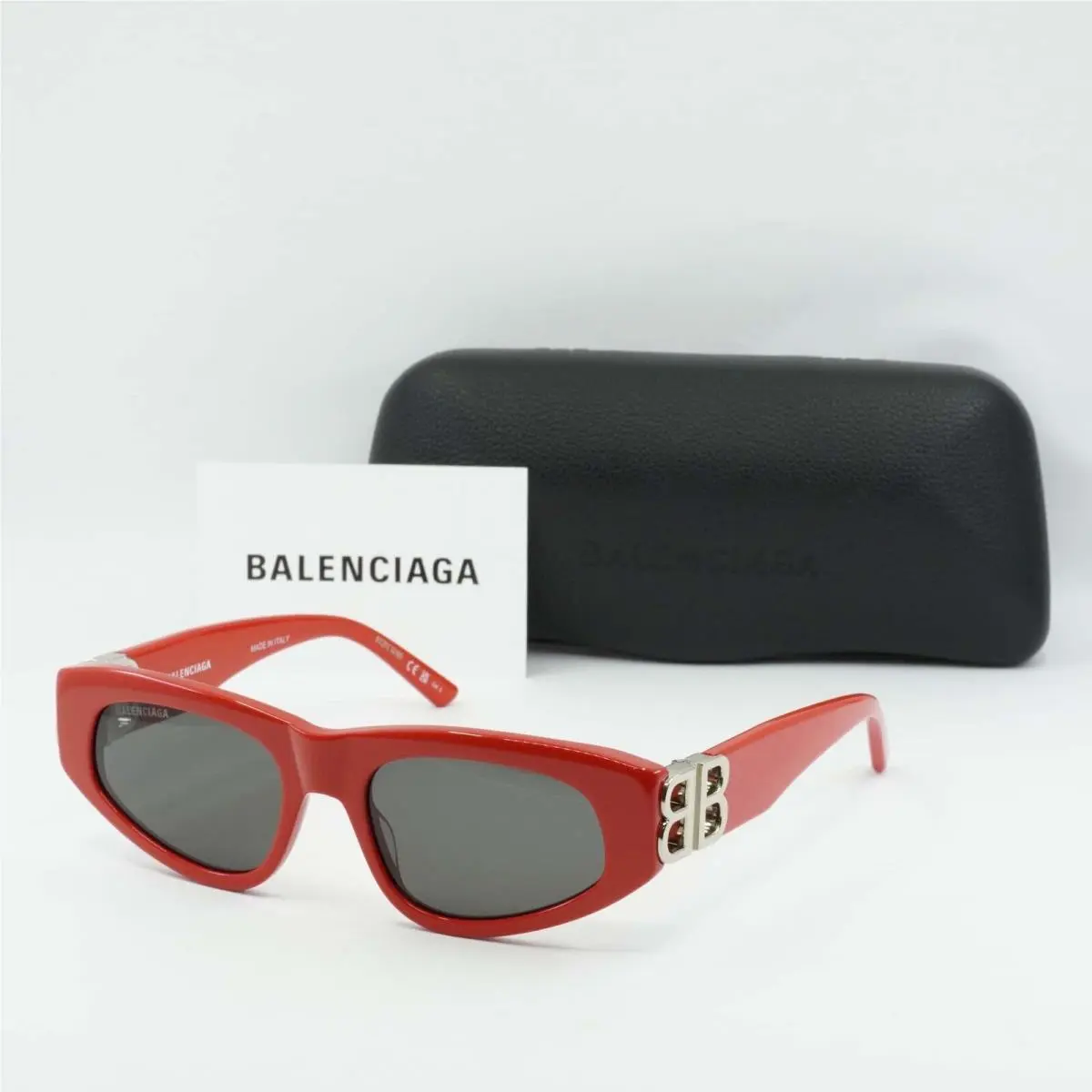 Balenciaga BB0095S 016 Red/silver/gray 53-19-135 Sunglasses