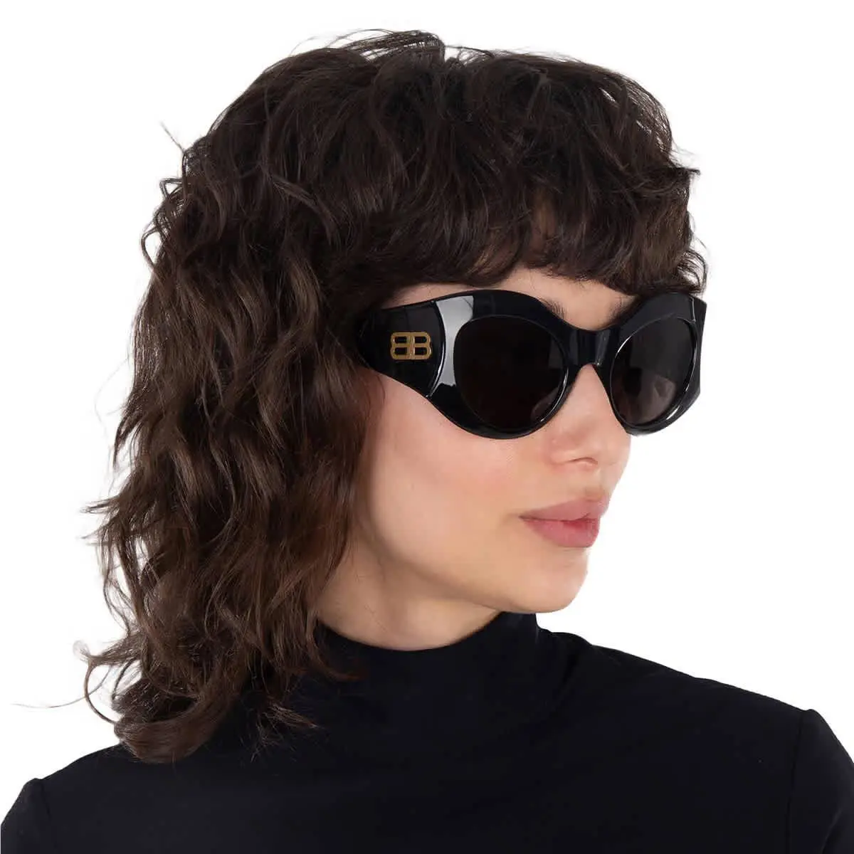 Balenciaga Grey Irregular Ladies Sunglasses BB0256S 001 56 BB0256S 001 56