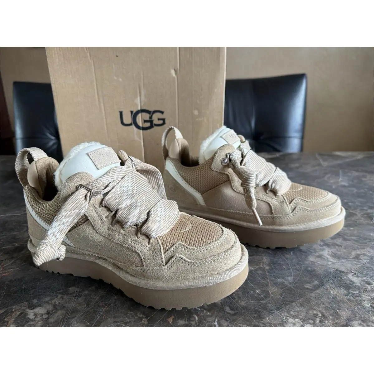 Womens Ugg Lowmel Sneaker - Sand Suede Size 7 M US 1144032 by UGG