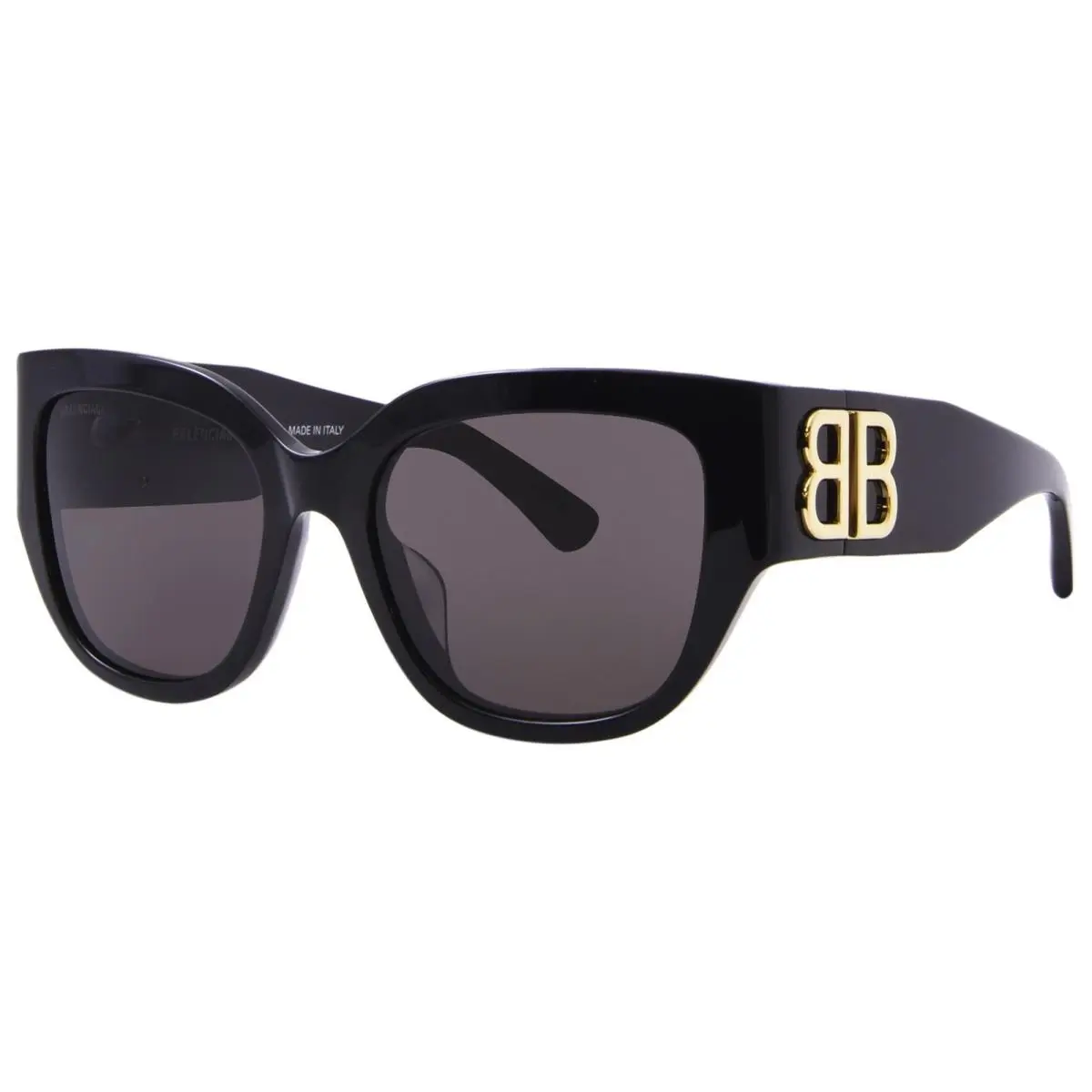 BB0323SK 002 Sunglasses Women`s Black/gold/grey Rectangle Shape 55mm by Balenciaga