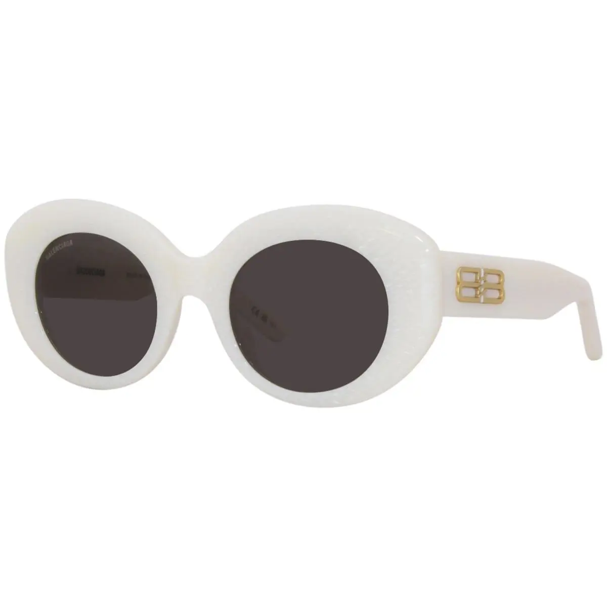 Balenciaga BB0235S 004 Sunglasses Women`s White/grey Lenses Round Shape 52mm