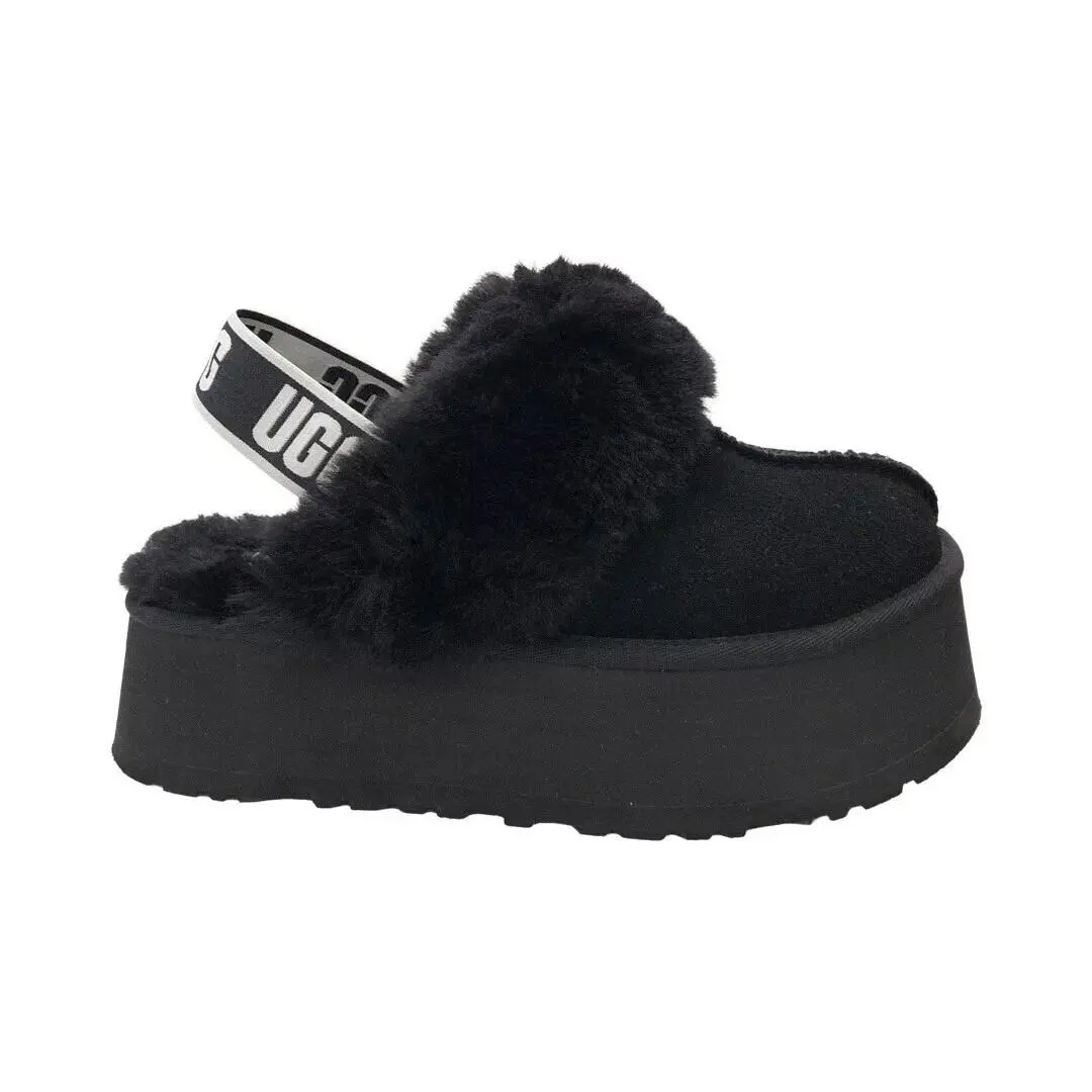 Ugg Women`s Funkette Platform Slingback Suede Slippers Size 10 Black 1113474 by UGG