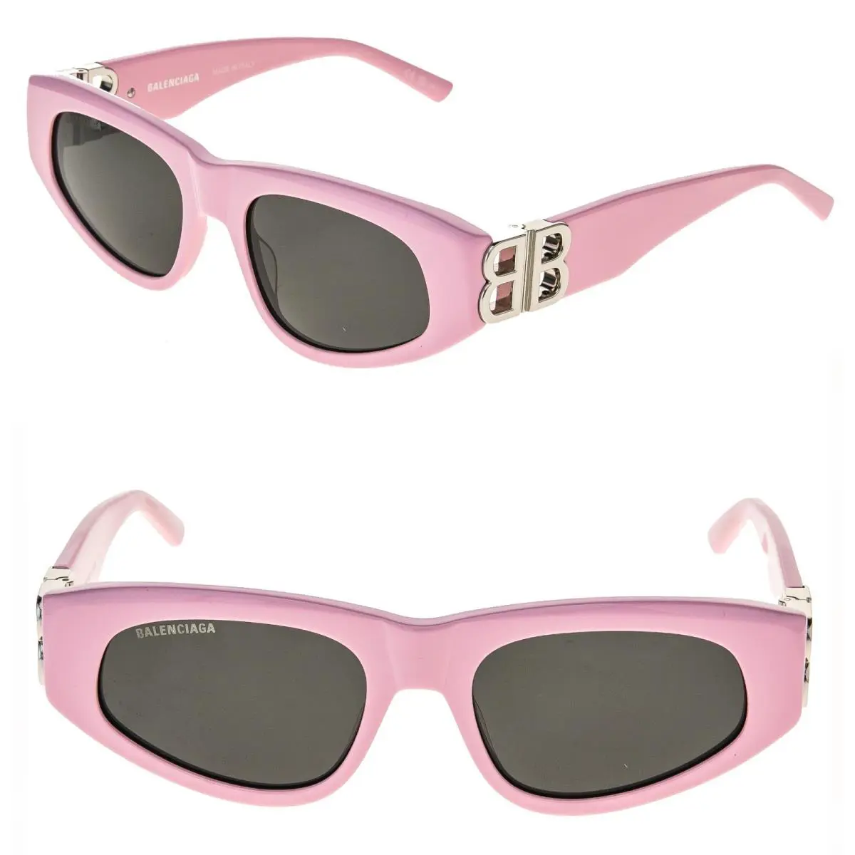 Balenciaga BB0095S Dynasty 0095 Pink Gray 013 Fashion BB Logo Narrow Sunglasses