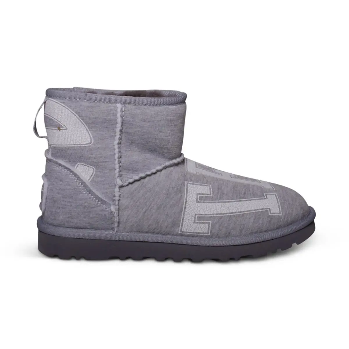 Ugg X Telfar Fleece Mini Heather Grey Print Logo Men`s Boots Size US 6/UK 5 by UGG