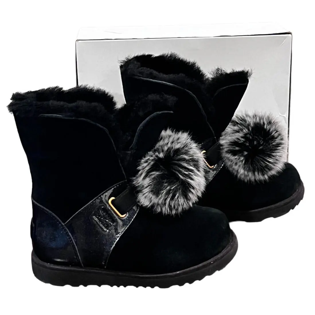 UGG shoes - UGG Australia Suede/Patent Leather Boots - Black (UPC: 190108960877) 0