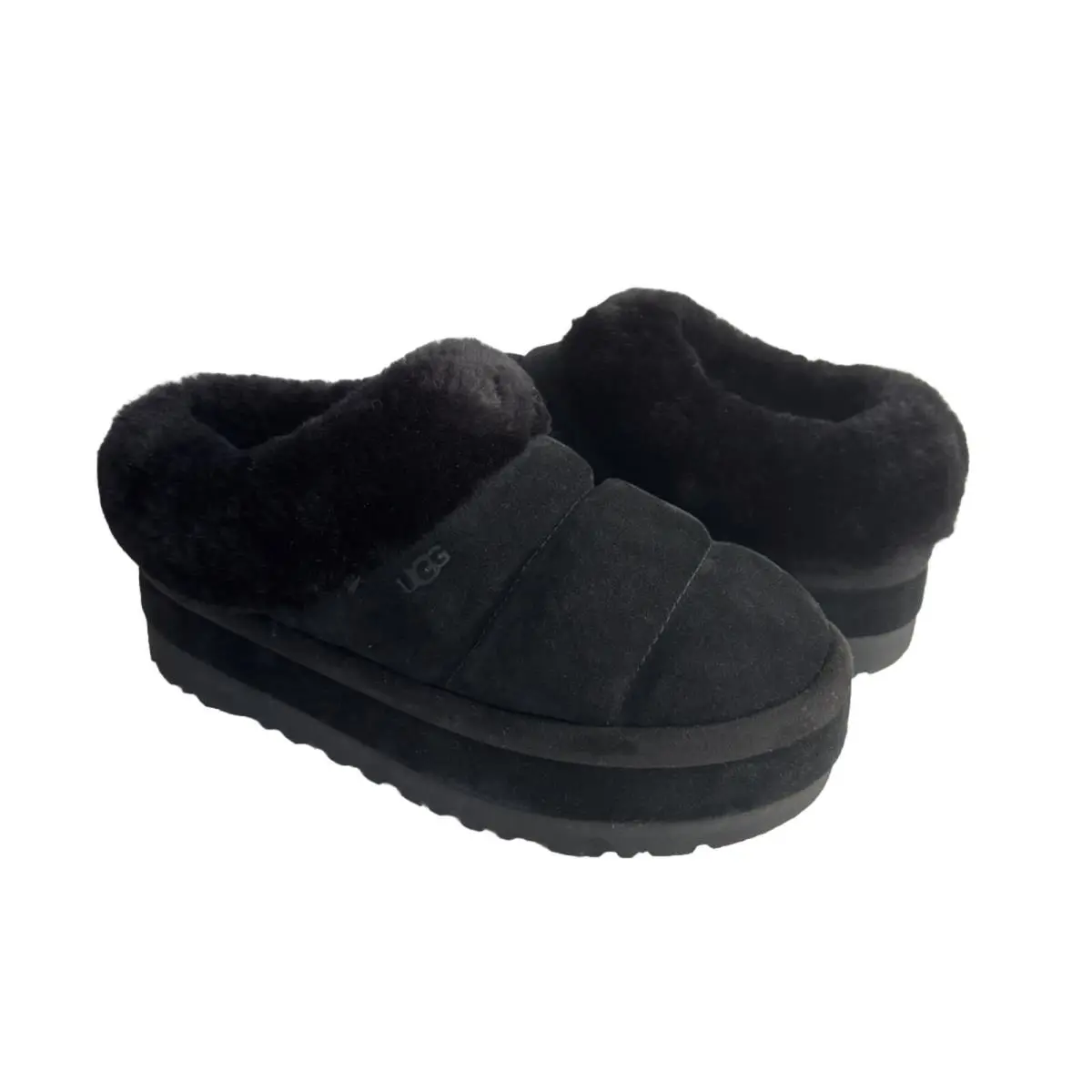 Ugg Women Tazzlita Black Shearling Cuff Platform Shoes US 7 / EU 38 / UK 5 - Black