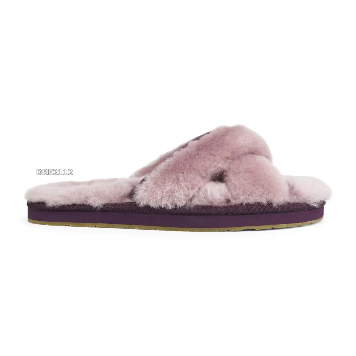Ugg Abela Dusk Purple Fur Open Toe Slippers Womens Size 11 -nib - Purple
