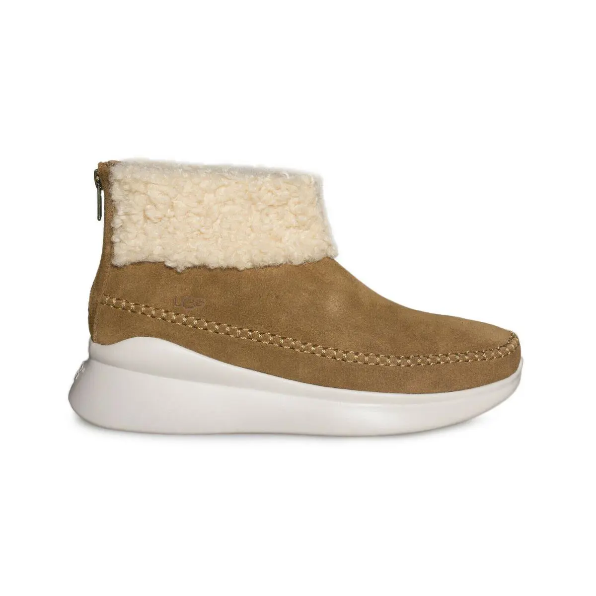Ugg Montrose Chestnut Sneaker Leather Zip Bootie Women`s Boots Size US 9.5 - Brown