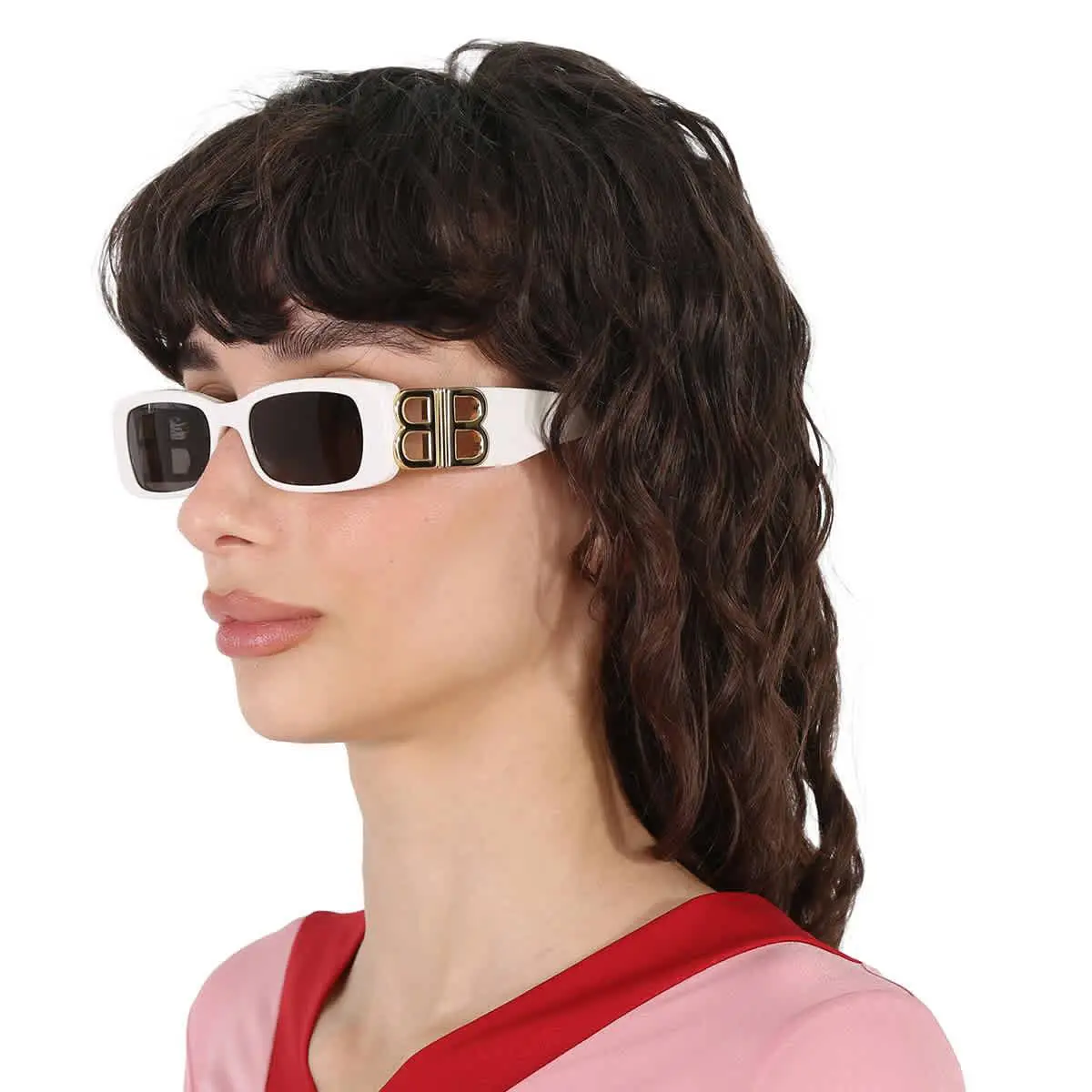 Balenciaga BB0096S Sunglasses White/gold Gray 51mm