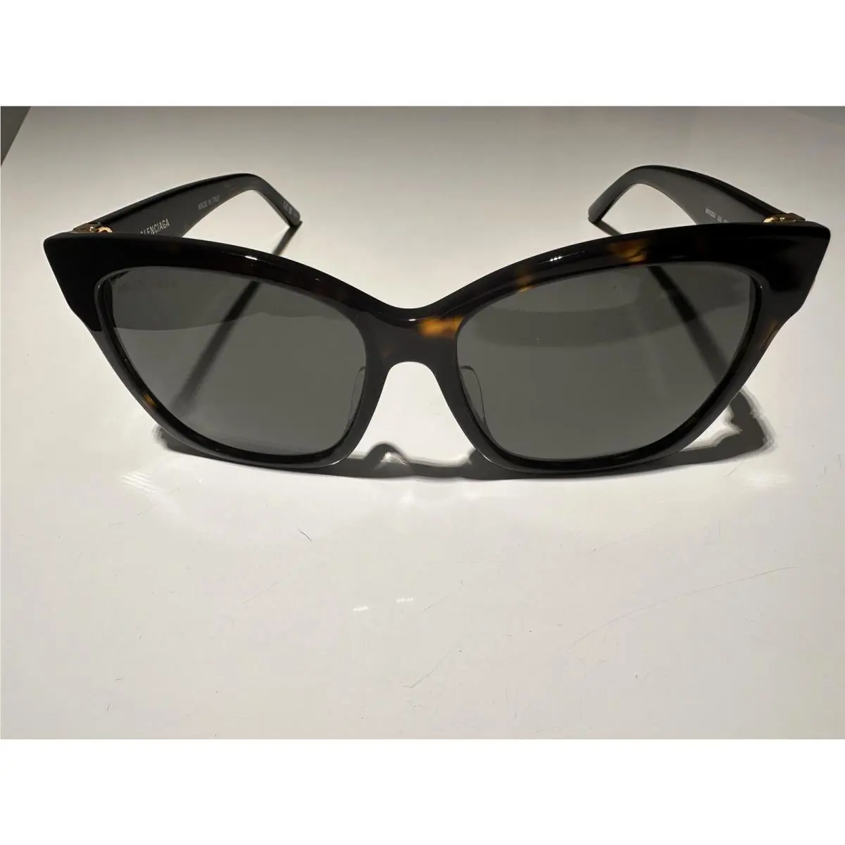 Balenciaga BB0102SA 002 Cat Eye Havana Gold 57 mm Women`s Sunglasses