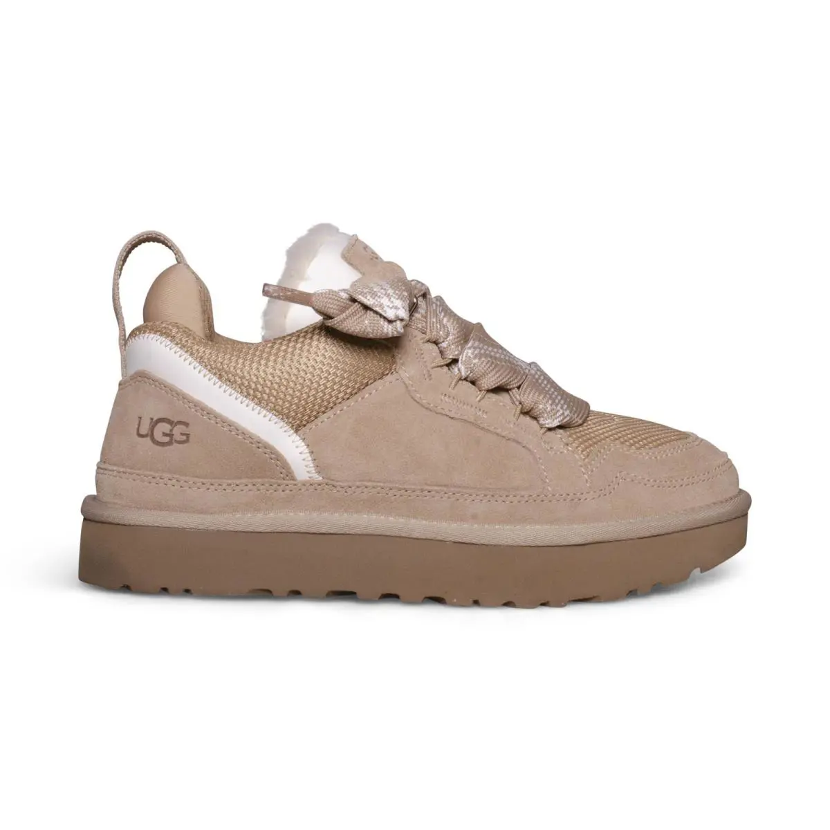 Ugg Lowmel Sand Suede Textile Sportty Shoes Women`s Sneakers Size US 6 - Sand