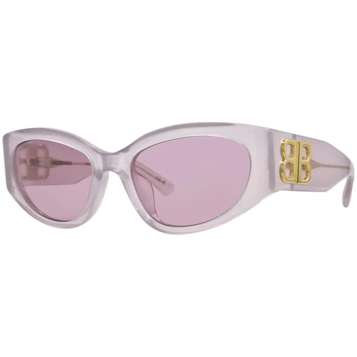 Balenciaga BB0324SK 011 Sunglasses Women`s White Transparent/pink Oval Shape