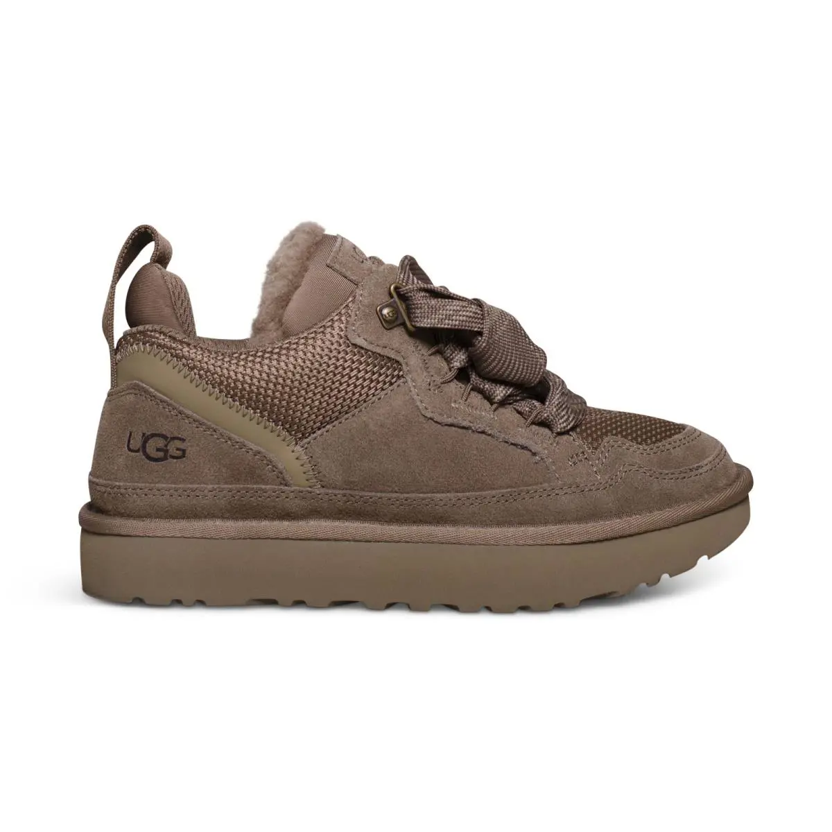 Ugg Lowmel Hickory Suede Textile Sportty Shoes Women`s Sneakers Size US 9 - Hickory