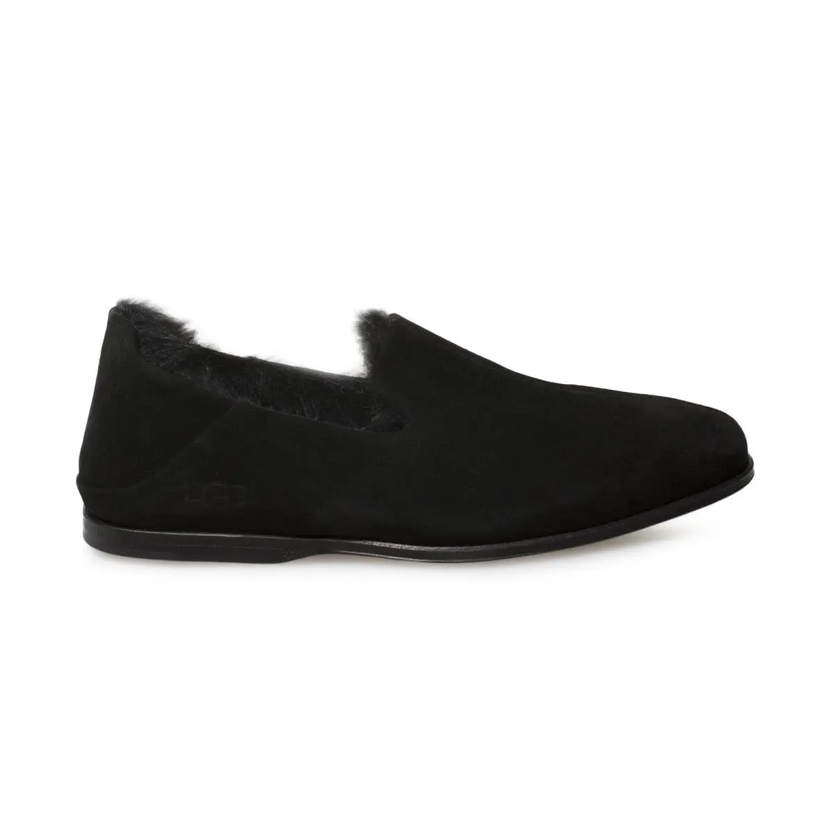 Ugg Chateau Black Suede Toscana Sheepskin Moccasin Men`s Shoes Size US 9 - Black