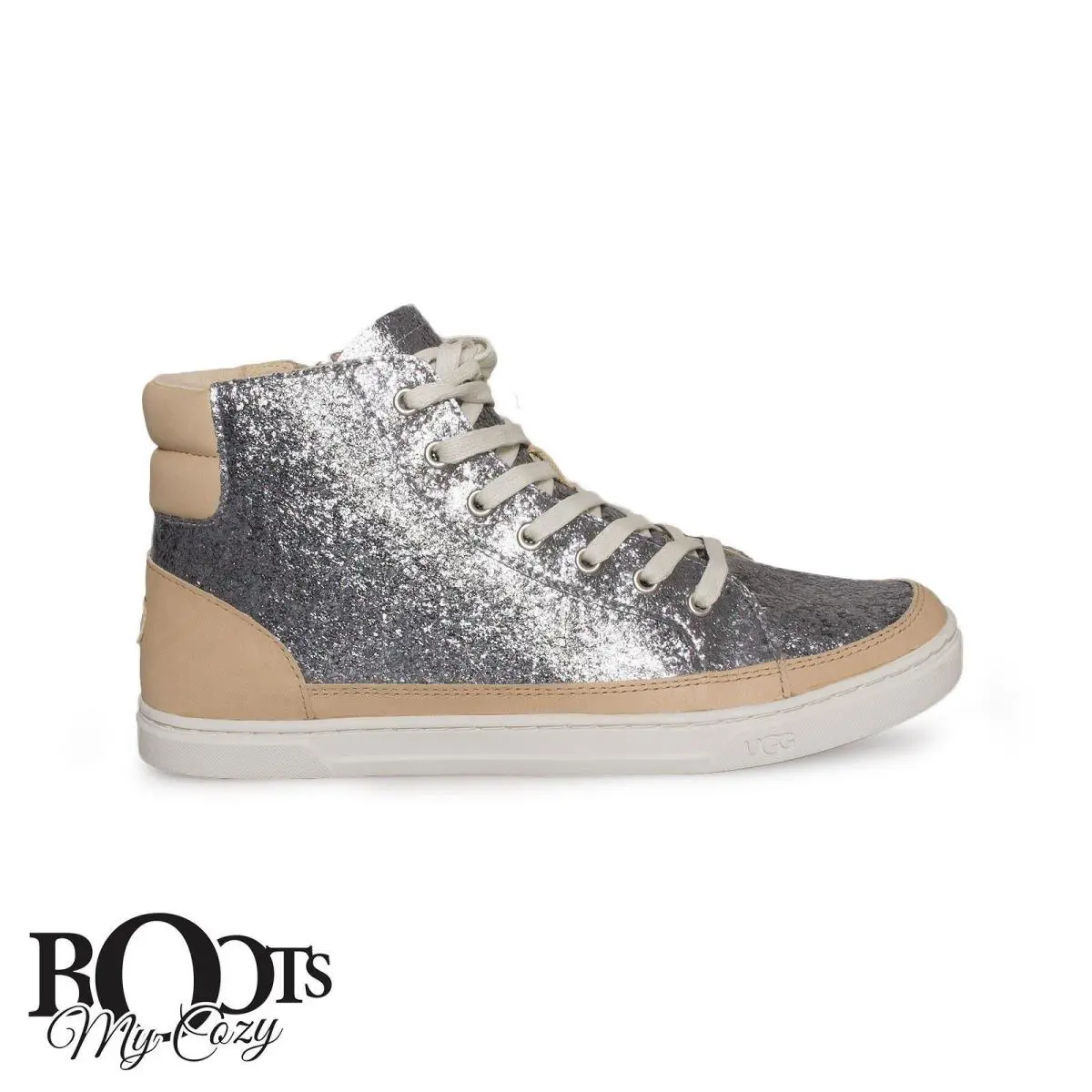 Ugg Gradie Glitter Gunmetal Grey Leather Lace UP Womens Shoes Size US 7 - Gunmetal Gray