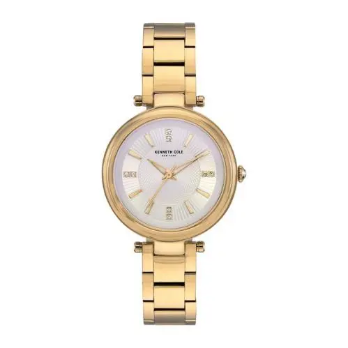 Kenneth Cole York Women`s 35mm Golden Crystal Dial Bracelet Watch KC50961002 - Dial: Silver, Band: Gold