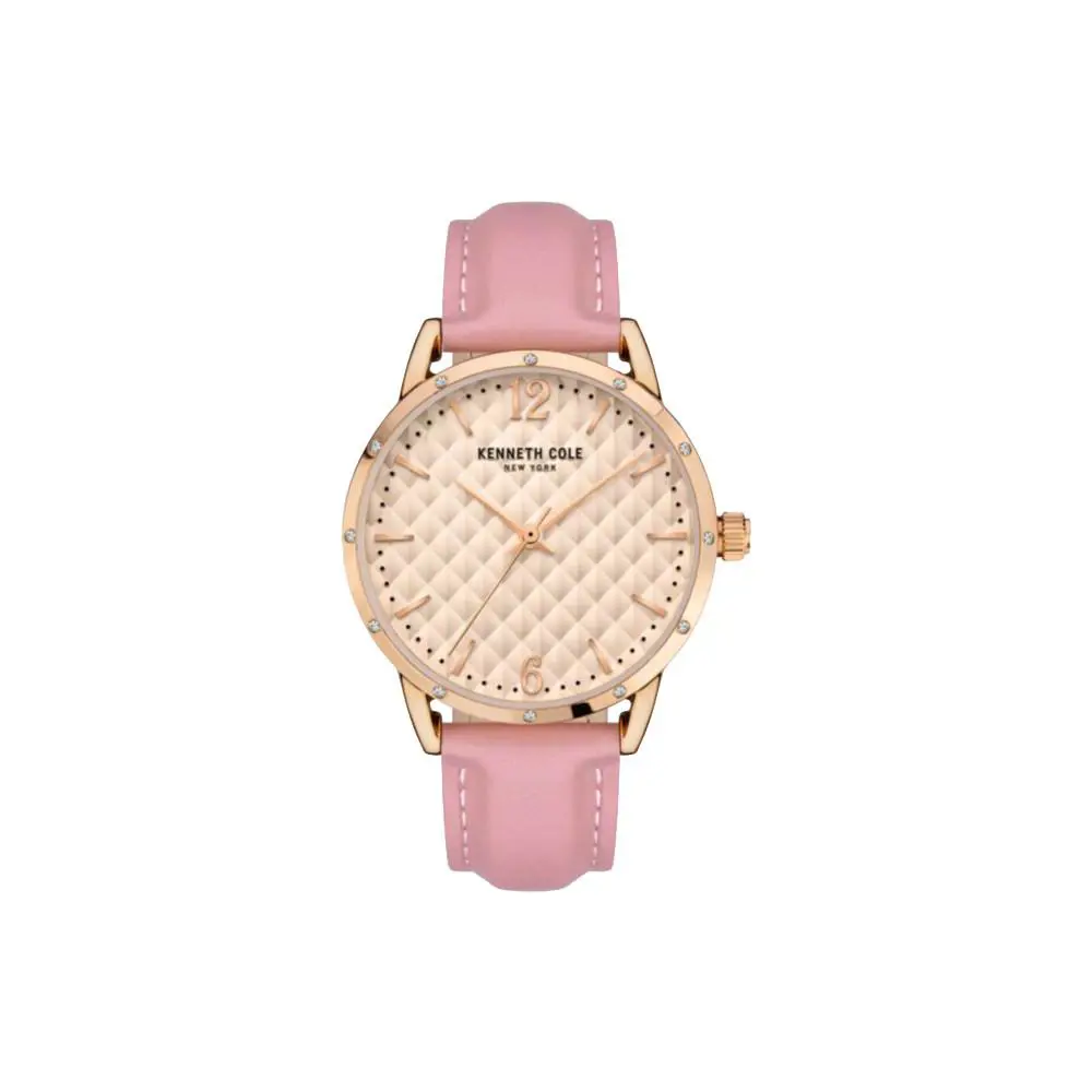 KCWLA2176402 Women`s Rose Gold Tone Analog Watch Pink Leather Band by Kenneth Cole