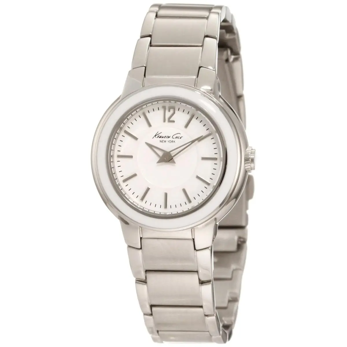 Kenneth Cole York Women`s Classic White Enamel Bezel Watch KC4822