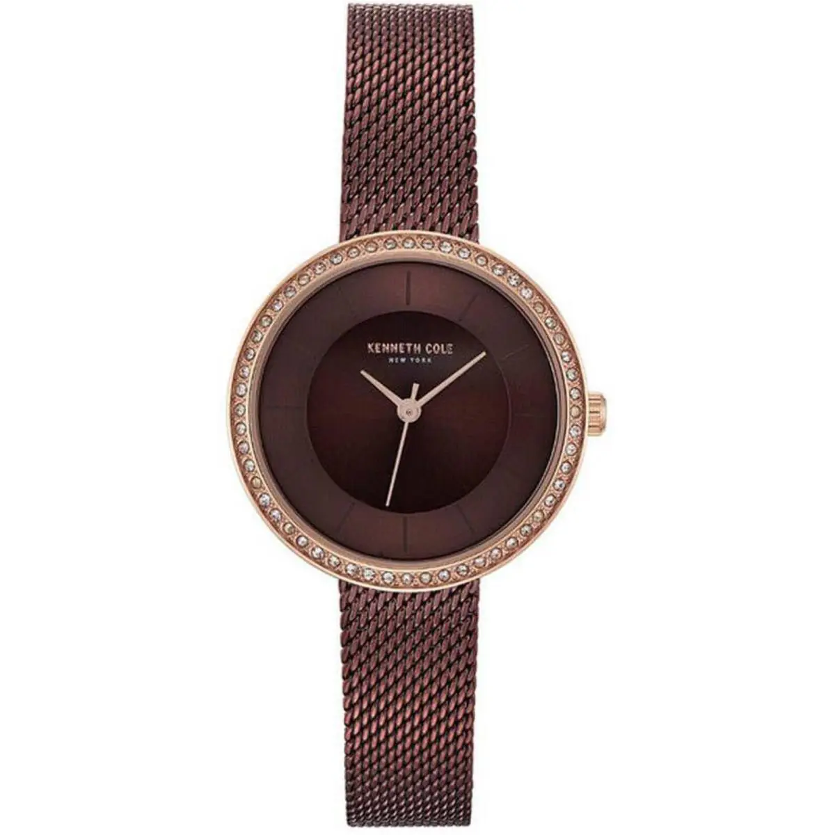 Kenneth Cole KC50198003 Women`s Classic Brown Crystallized Mesh Band Watch - Brown