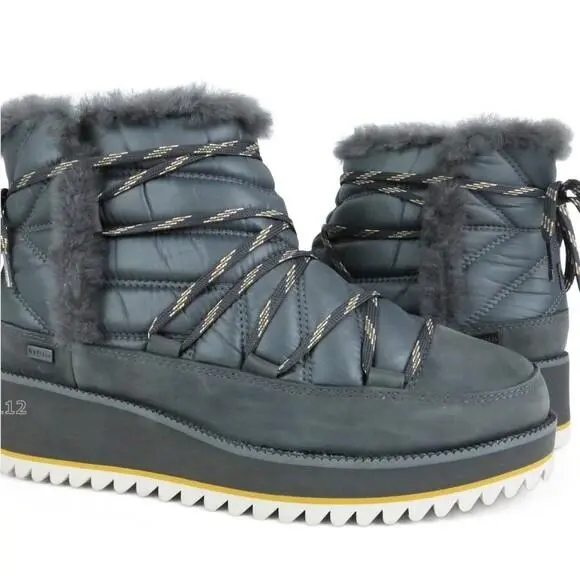Ugg Caden Boots Charcoal Nylon Suede Size 6
