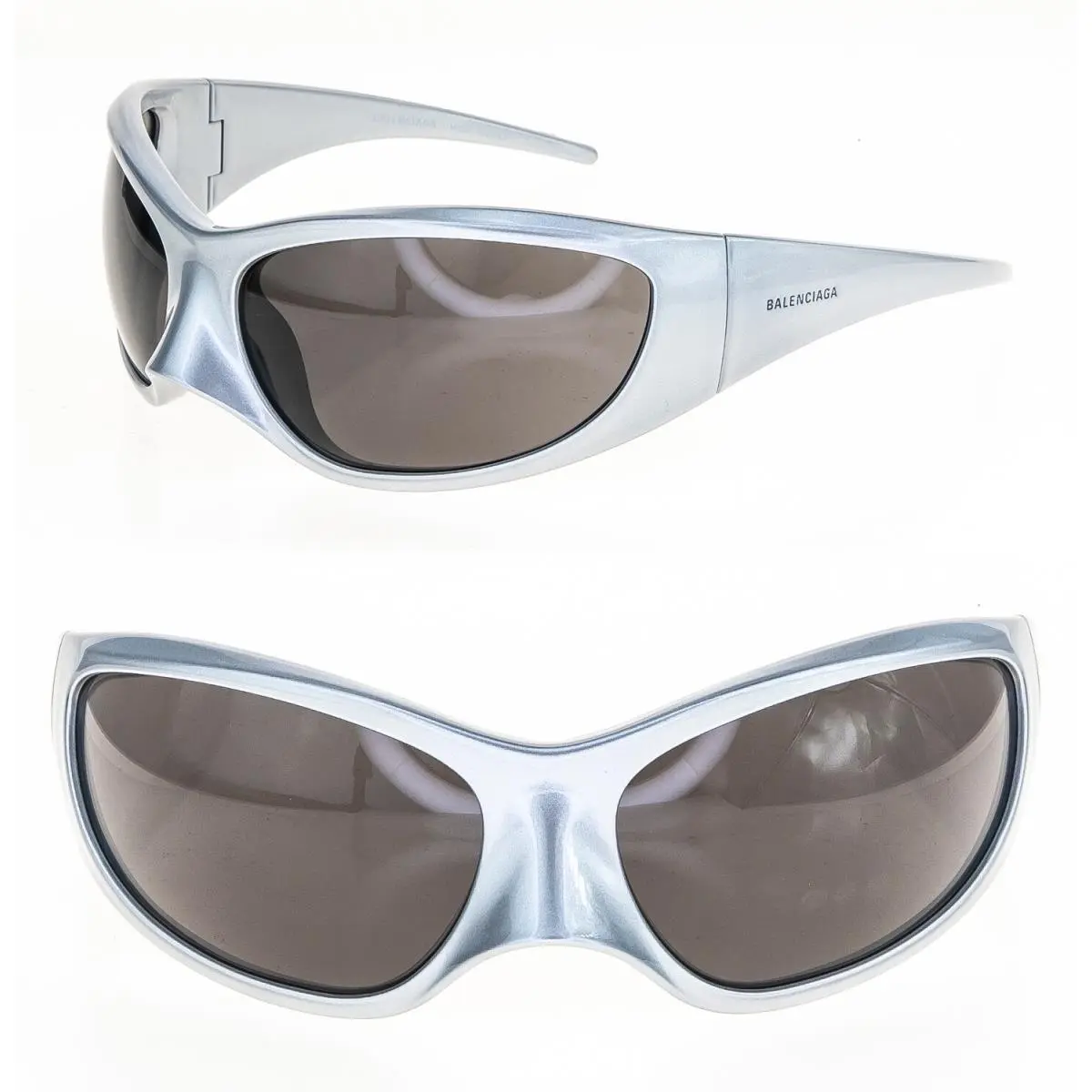 Balenciaga Skin Xxl 0252 Wrap Cat Mask Silver Gray Sunglasses Unisex BB0252S 005