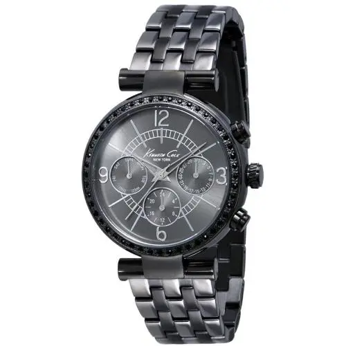 Kenneth Cole Gunmetal Tone S/steel+crystal Chrono Multi Dial Watch KC4903