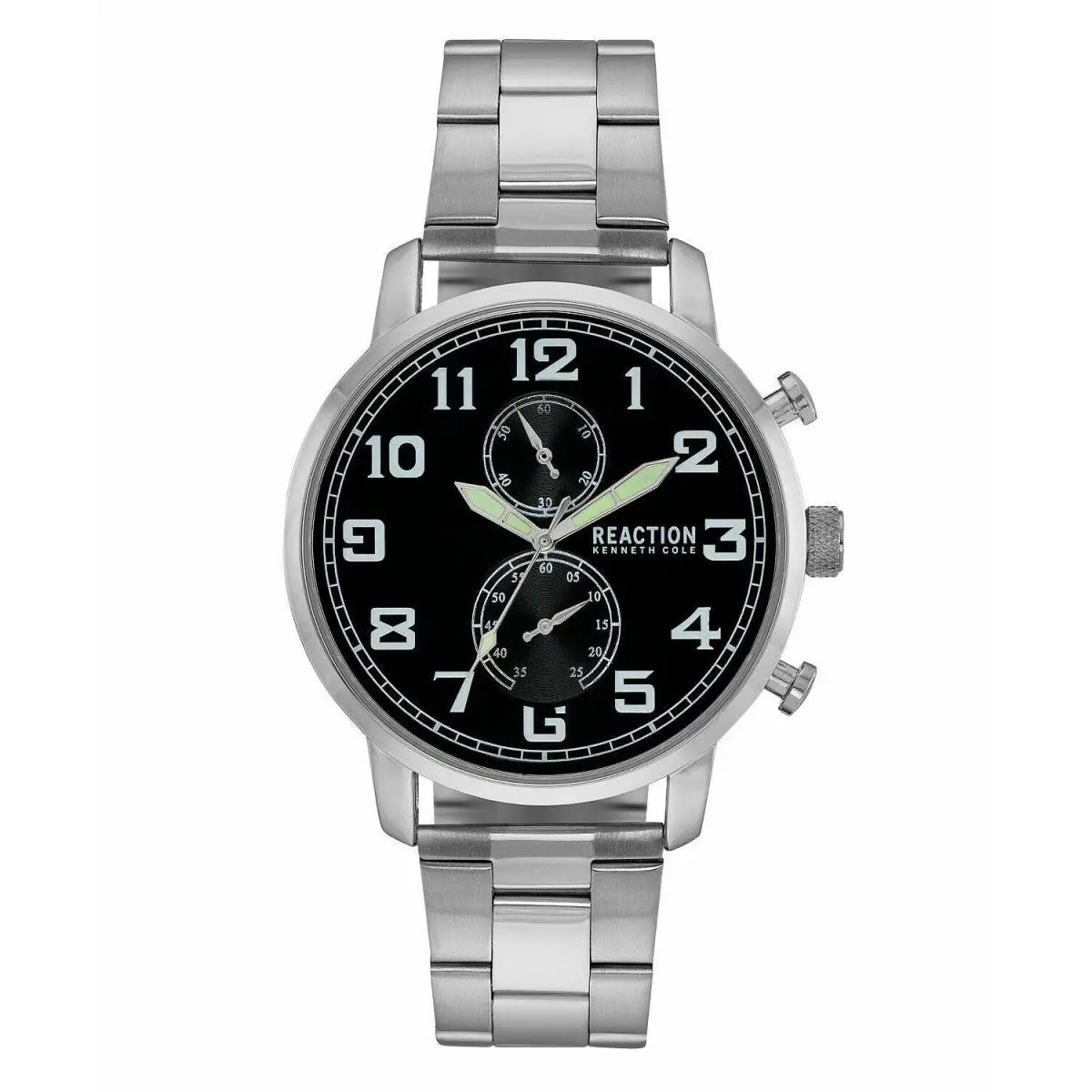 Kenneth Cole Reaction Men`s Silver-tone Metal Bracelet Watch 46mm - Dial: Blue, Band: gun metal