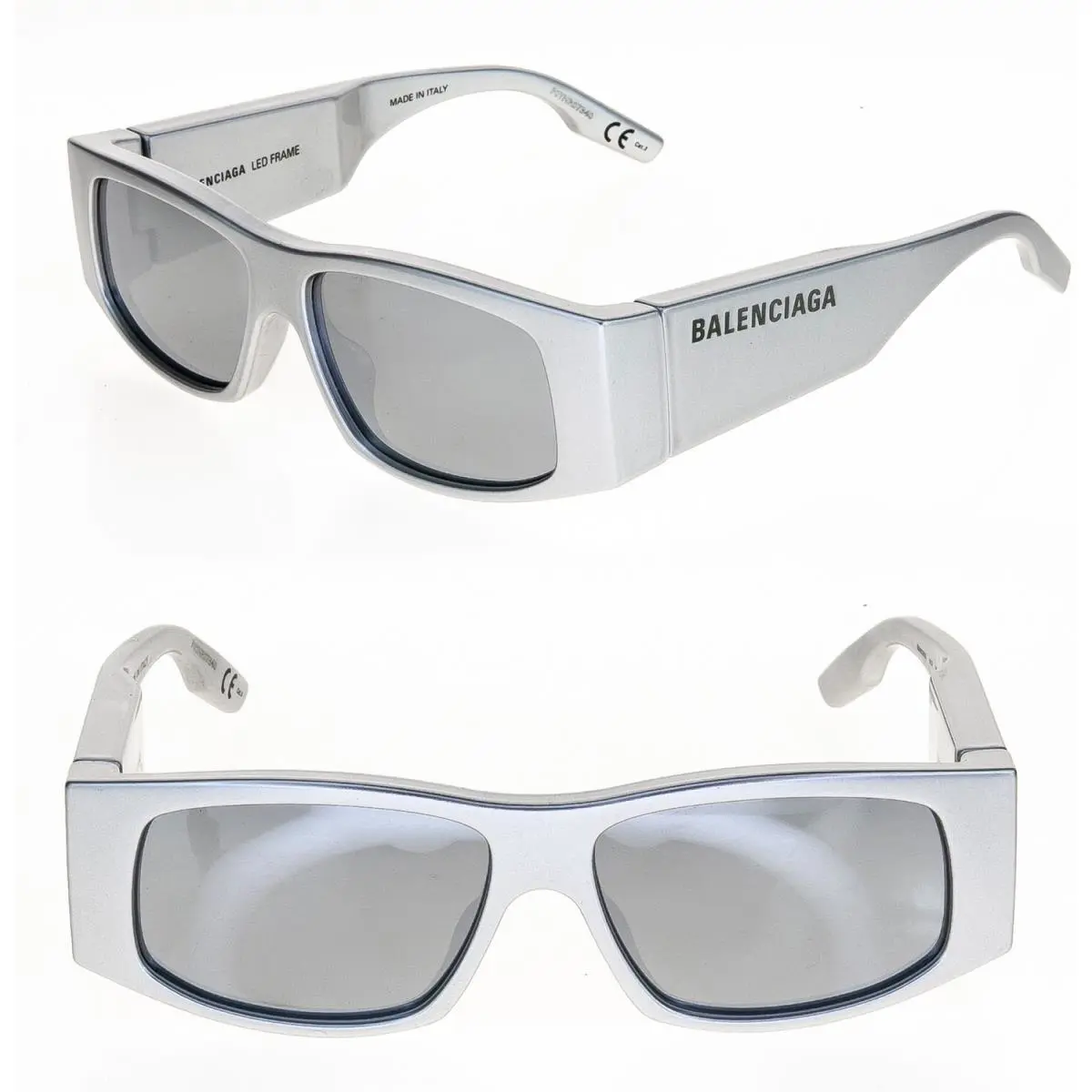 Balenciaga Led Frame 0100 Silver Mirrored Fashion Unisex Sunglasses BB0100S 002