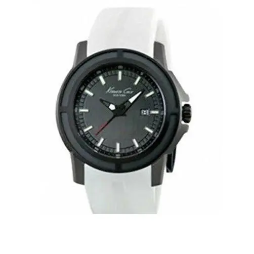 Black Tone Red Accent White Silicone Strap Band Watch KC1943 by Kenneth Cole