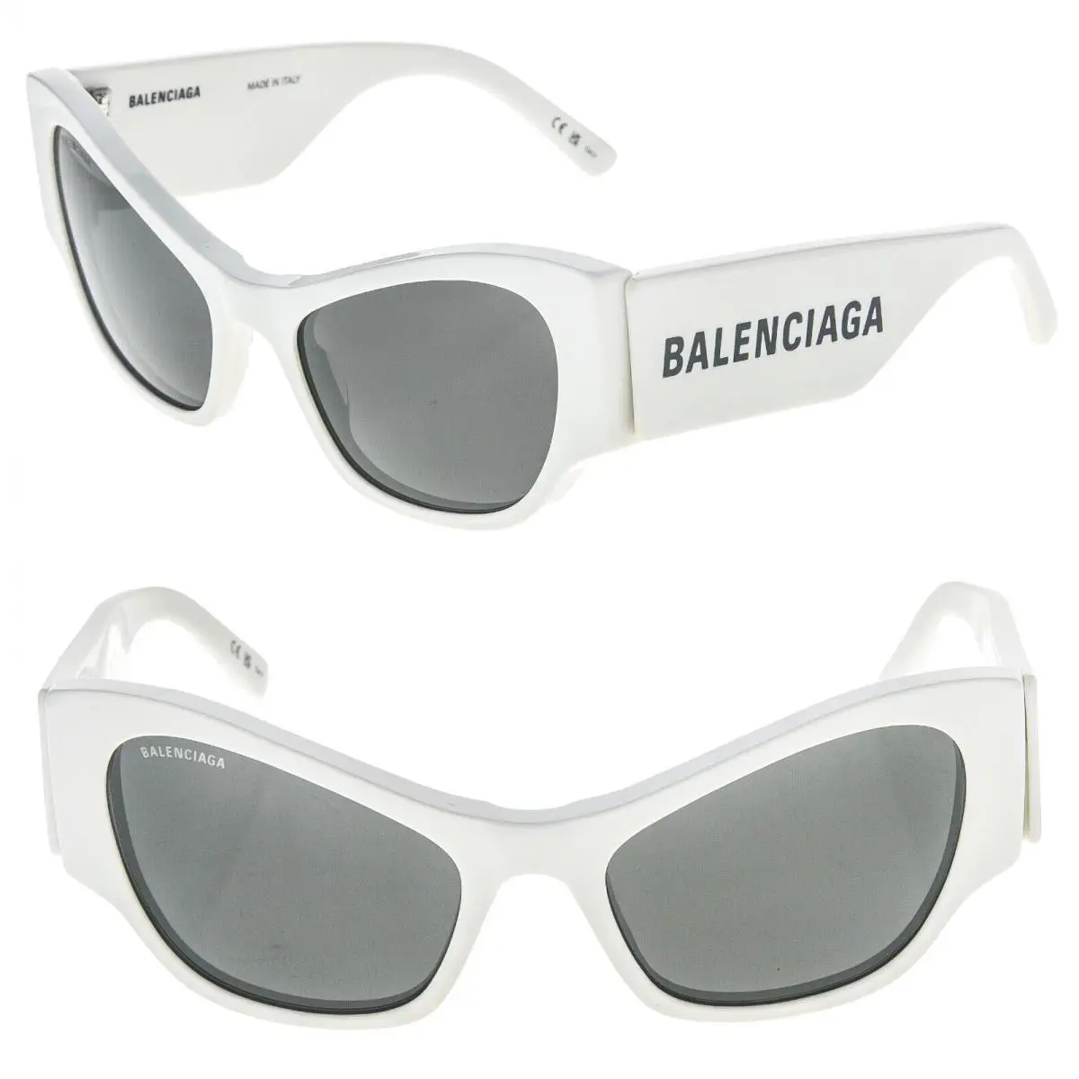 Balenciaga Max Cat 0259 White 007 Fashion Logo Bold Chunky Sunglasses BB0259