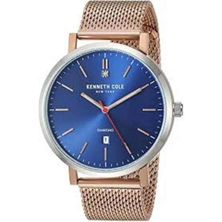 Kenneth Cole Diamond Men’s KC50924003 Rose Gold Mesh Blue Dial Watch