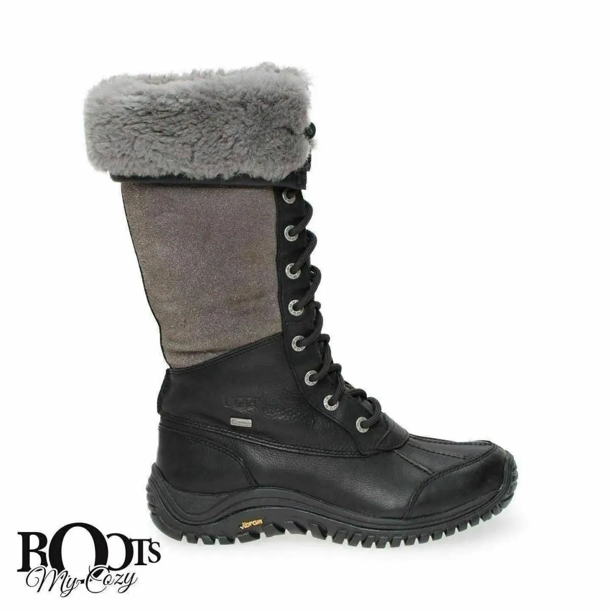 Ugg Adirondack Tall Black Event Waterproof Sheepskin Boots Size US 6