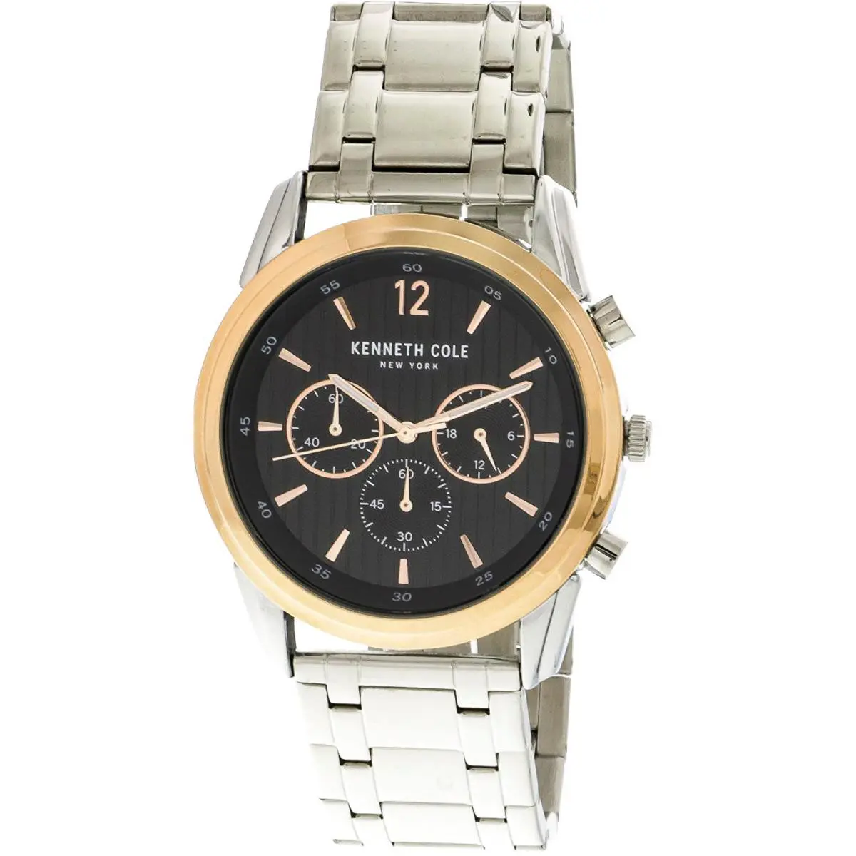 Silver Tone Rose Gold Accent Chrono Bracelet Watch KC50229005 by Kenneth Cole