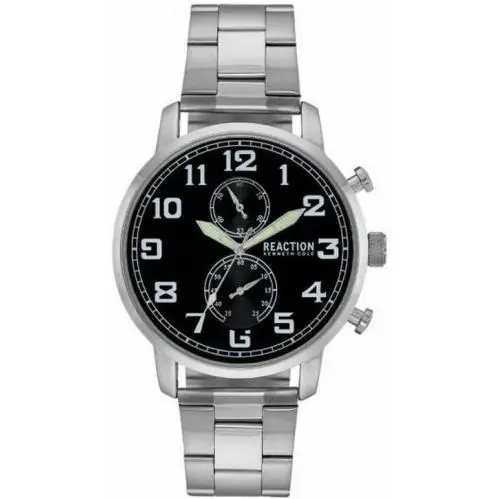 Silver Chrome Black Chrono Large Dial Bracelet Watch RK50968012 by Kenneth Cole