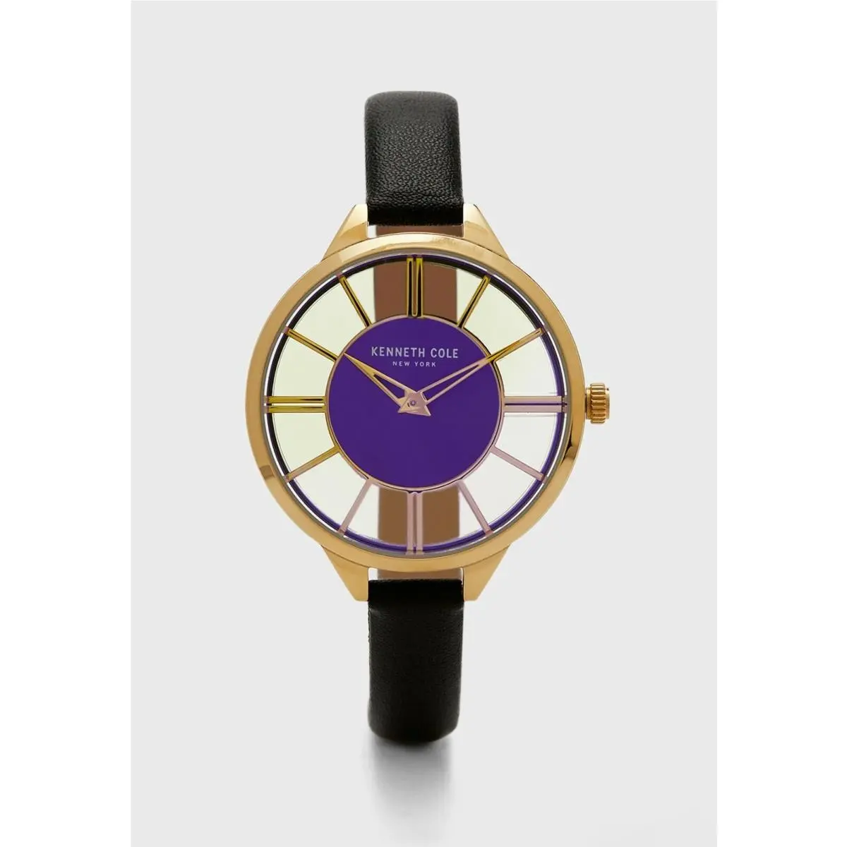 Kenneth Cole KC50538007 Transparent Dial Gold Tone Case Women`s Watch