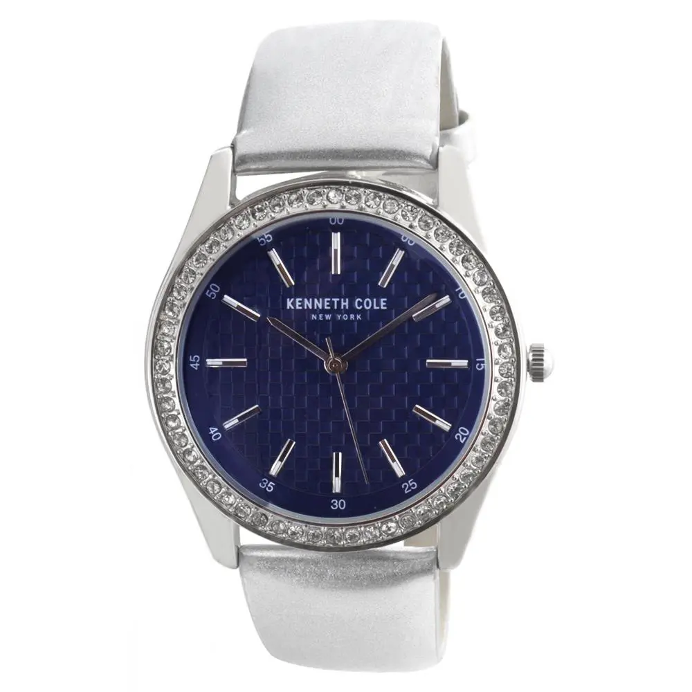 10031701 Blue Dial Silver Tone Leather Strap Women`s Watch 38mm by Kenneth Cole