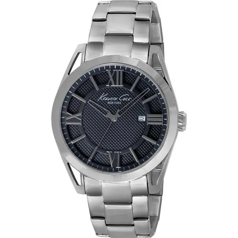 Kenneth Cole Stainless Steel Black Dial Date Watch KC9372 - Dial: Black