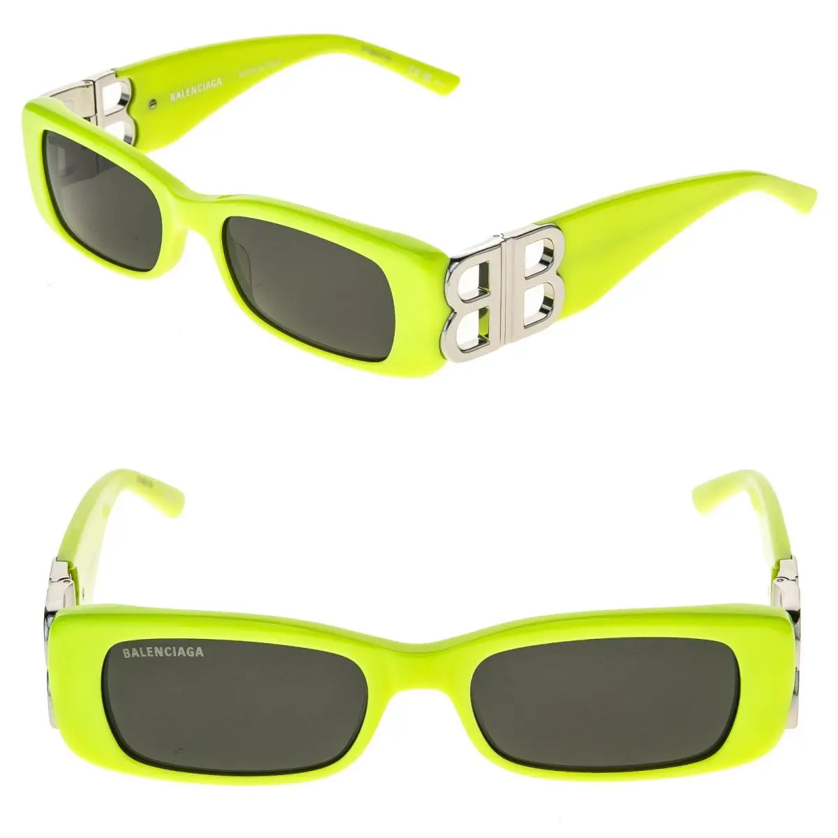 Balenciaga BB0096 Dynasty 0096 Neon Fluo Yellow 008 Fashion BB Narrow Sunglasses