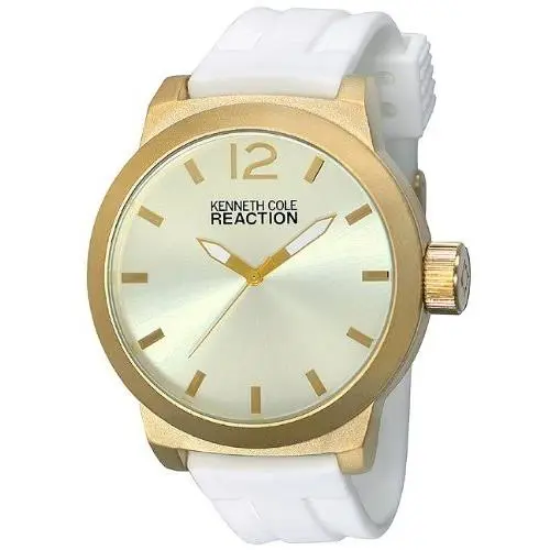 Reaction White Silicone Band+gold Tone Oversize Men`s Watch RK2229 by Kenneth Cole