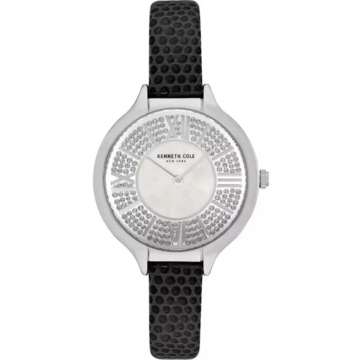 Kenneth Cole KC51054005 Women`s Dress Stainless Case Silver-tone Black Strap 30m