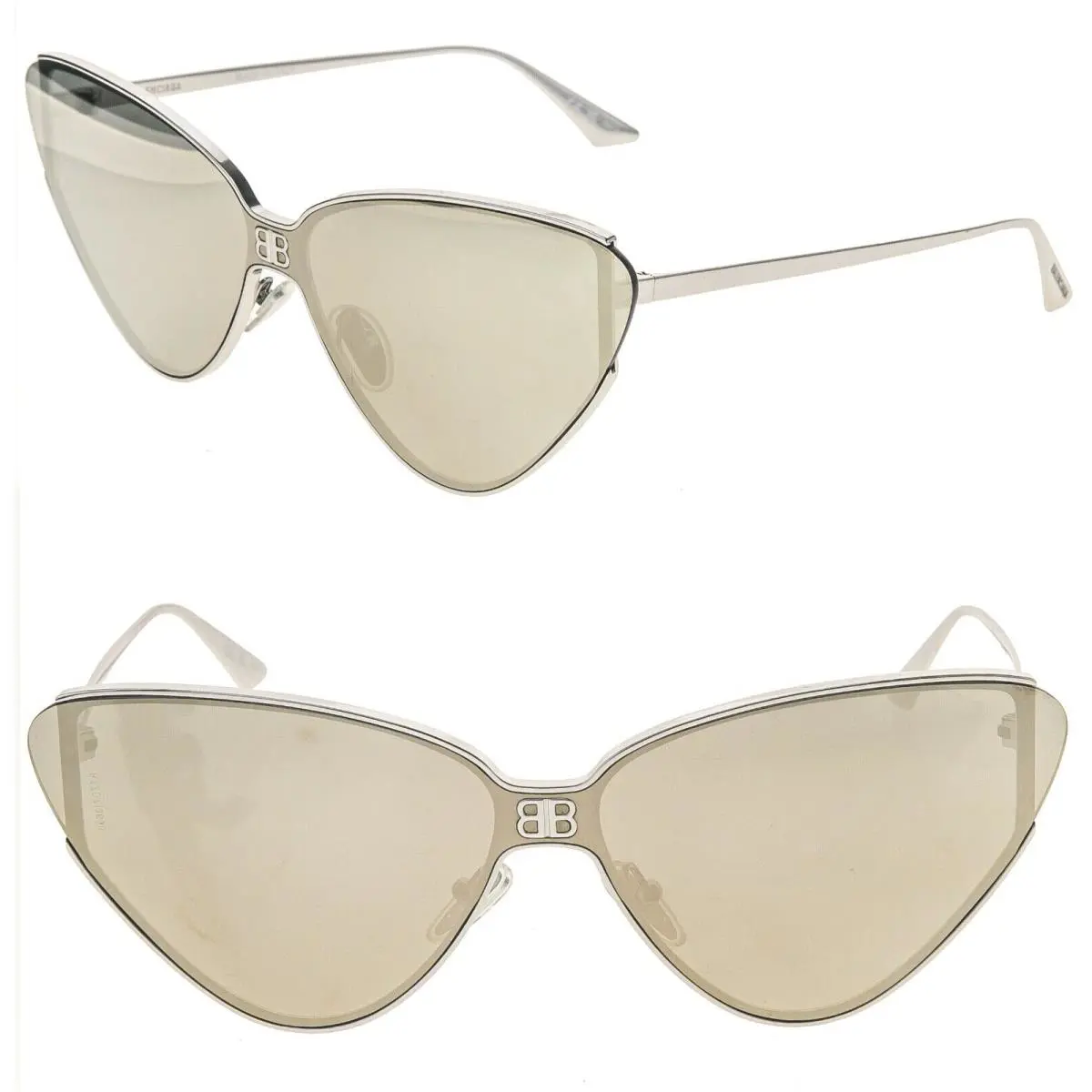 Balenciaga Shield 2.0 0191 Metal Silver Pale Gold Mirror Sunglasses BB0191S 005