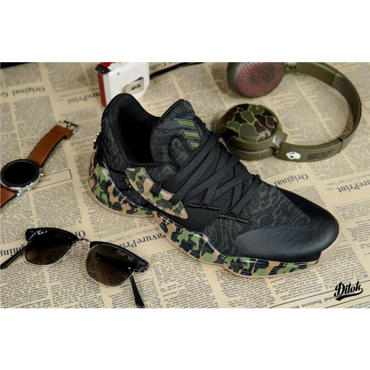 Adidas shoes - Adidas Harden Vol. 4 - Harden - EF1259 - Core Black / Tech Olive / Legend Earth 1