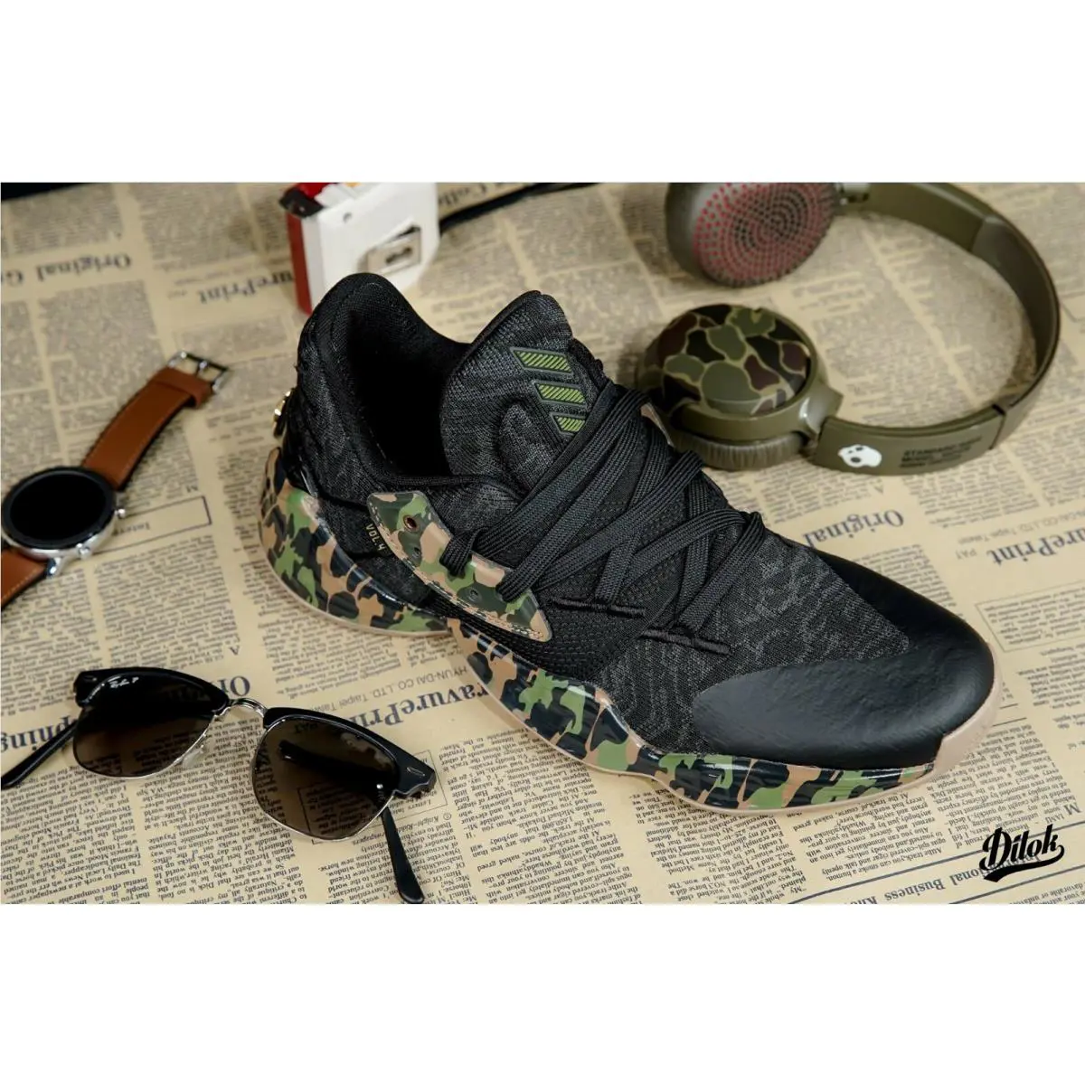 Adidas shoes - Adidas Harden Vol. 4 - Harden - EF1259 - Core Black / Tech Olive / Legend Earth 13